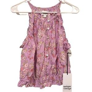 Unique Vintage Purple Stripe Floral Dream Weaver Halter Blouse Women L 10-12 NWT